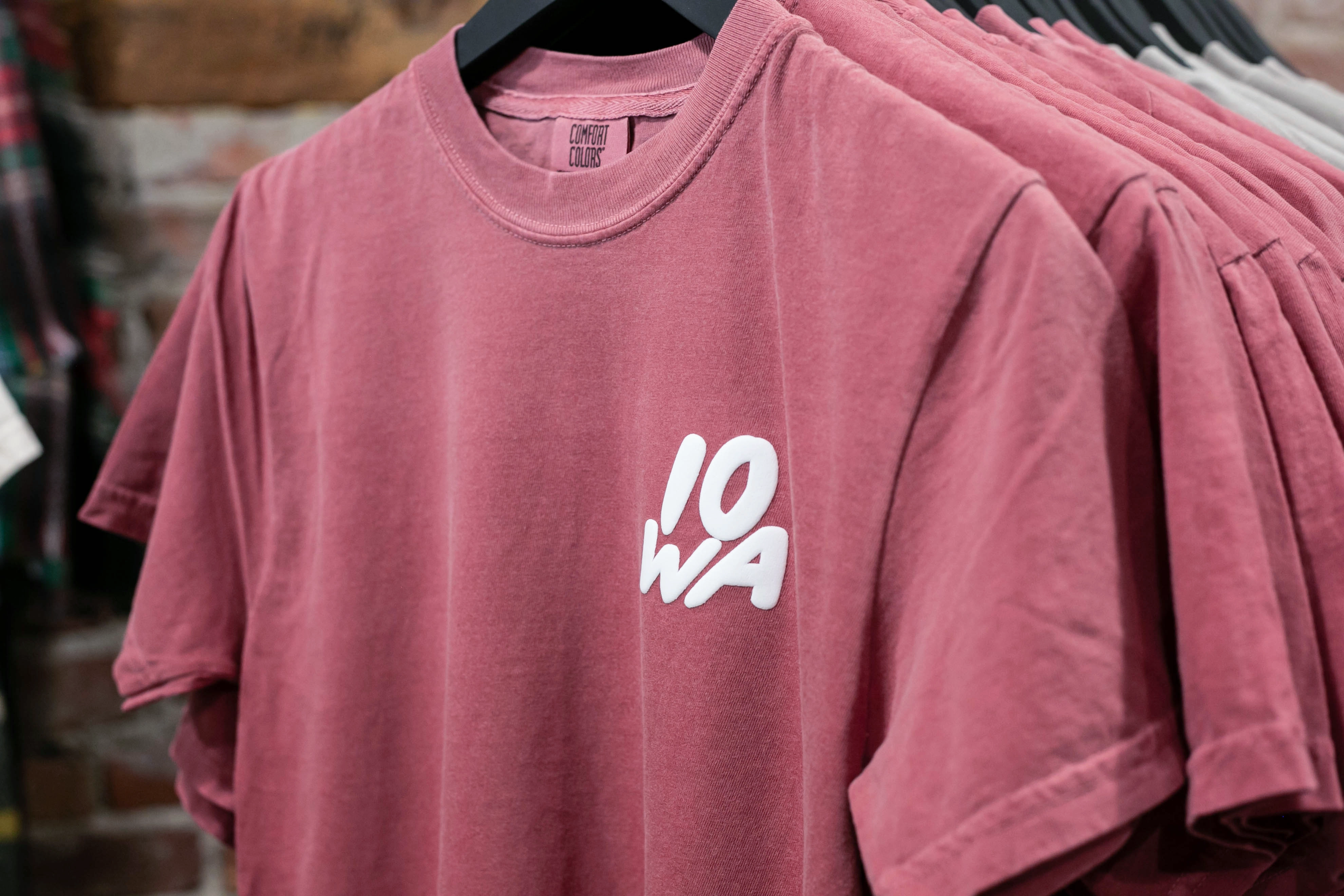 Iowa graphic retail shirt on display